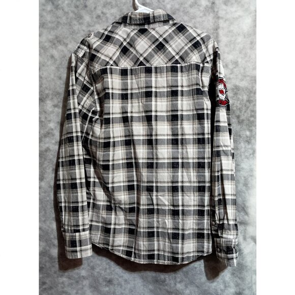 Harley Davidson Shirt Mens Sz L plaid patches snaps - Picture 2 of 8